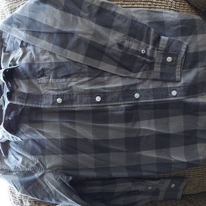 Plaid button down shirt gray size large